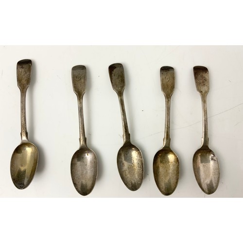 217 - CASED SET OF 6 HALLMARKED SILVER TEA SPOONS WITH A SET OF SUGAR TONG & 5 HALLMARKED SILVER TEASPOONS... 