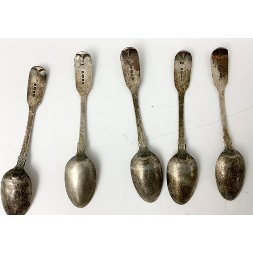 217 - CASED SET OF 6 HALLMARKED SILVER TEA SPOONS WITH A SET OF SUGAR TONG & 5 HALLMARKED SILVER TEASPOONS... 