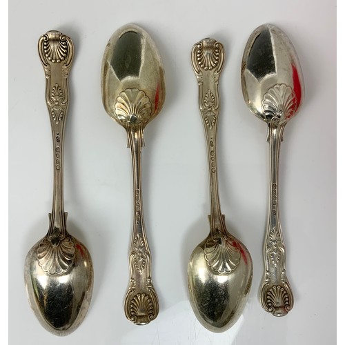 223 - 4 HALLMARKED GEORGE ADAMS LONDON SILVER SHELL PATTERN SERVING SPOONS  395g