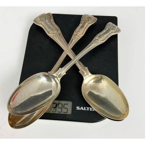 223 - 4 HALLMARKED GEORGE ADAMS LONDON SILVER SHELL PATTERN SERVING SPOONS  395g