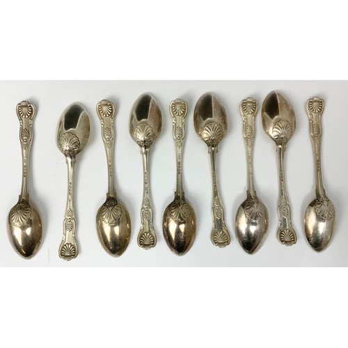 221 - 9 HALLMARKED SILVER GEORGE ADAMS LONDON SILVER SHELL PATERN TABLE SPOONS 558g