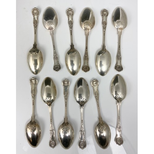 225 - 12 HALLMARKED ATKIN SHEFFIELD SILVER SHELL PATTERN TABLE SPOONS 929g