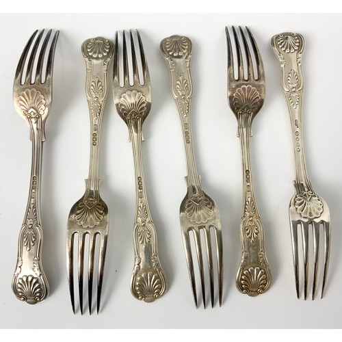 330 - 6 HALLMARKED ATKIN SHEFFIELD SILVER SHELL PATTERN DINNER FORKS 380g