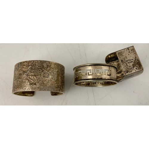 285 - 3 HALLMARKED SILVER SERVIETTE RINGS 97g