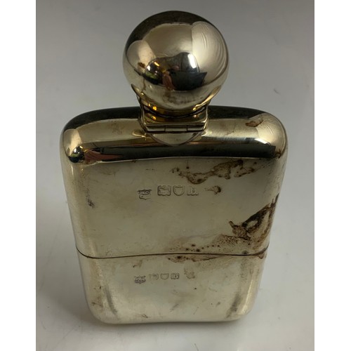 363 - HALLMARKED LONDON  1897 SILVER HIP FLASK 172g