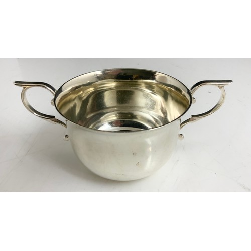 278 - HALLMARKED JOHN RAWLINGS LONDON SILVER 2 HANDLED PORRINGER  139g