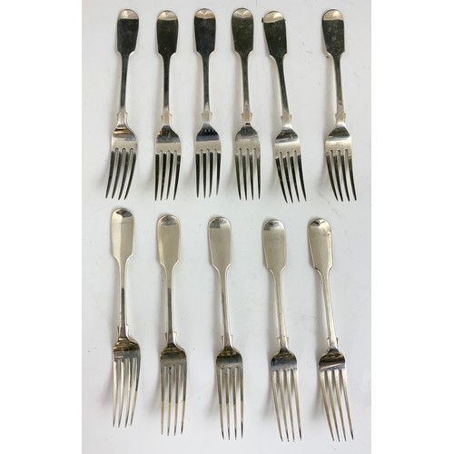 342 - 11 HALLMARKED ELIZABETH EATON LONDON 1866 TABLE FORKS  766g