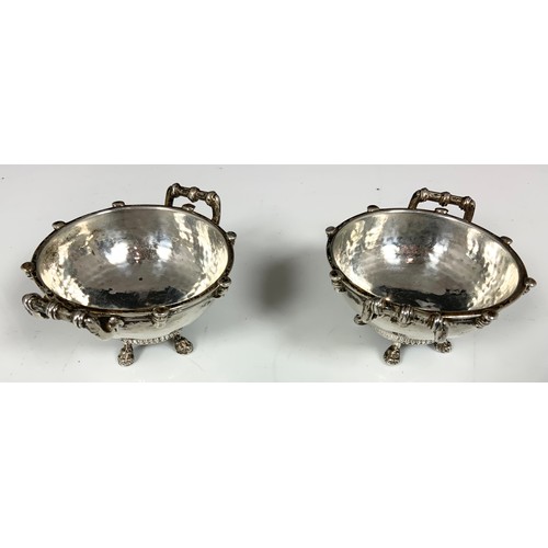 242 - PR. GOOD QUALITY ARTS & CRAFTS PLANISHED SILVER SALTS, SEARLE & CO. LOMBARD STREET, LONDON, APPROX. ... 