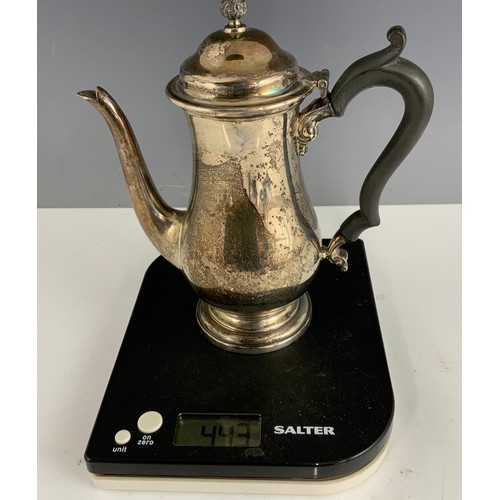 375 - HALLMARKED  SYDNEY HALL & CO SHEFFIELD 1933 SILVER COFFEE POT  443g GROSS