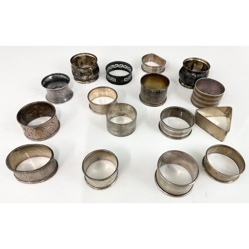 288 - 16 MIXED ENGLISH HALLMARKED SILVER SERVIETTE/ NAPKIN RINGS 302g