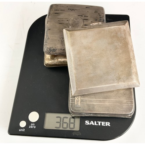 294 - 4 HALLMARKED SILVER CIGARETTE CASES  368g