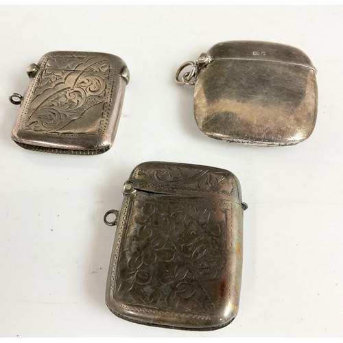 296 - 3 HALLMARKED SILVER VESTA CASES , CIGAR CUTTER , 2 HALLMARKED SILVER PAGE MARKERS, SILVER CASED LIGH... 