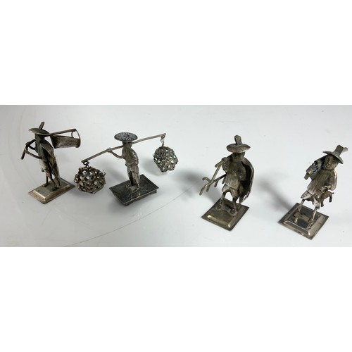 358 - 6 ORIENTAL WHITE METAL FIGURES & MODELS TALLEST 6cm