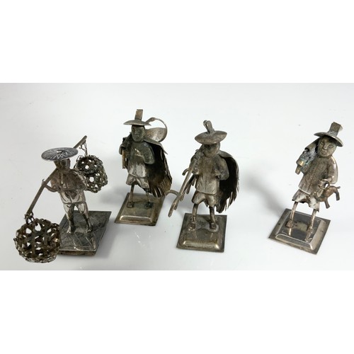 358 - 6 ORIENTAL WHITE METAL FIGURES & MODELS TALLEST 6cm