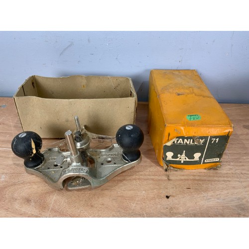 479 - BENCH ANVIL, STANLEY NUMBER 71 PLANE IN BOX AND COMPOUND MITRE SAW