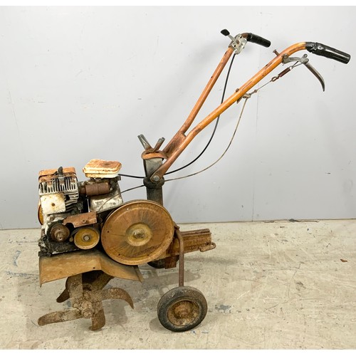 496 - VINTAGE PETROL DRIVEN ROTOVATOR