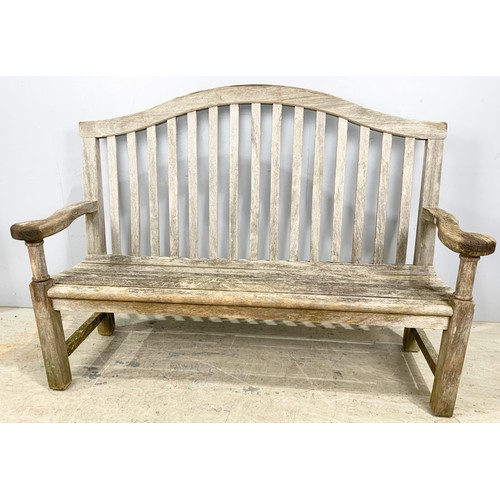 507 - GOOD QUALITY  TEAK SLATTED GARDEN BENCH  STUART GARDEN ARCHITURE  154cm LONG