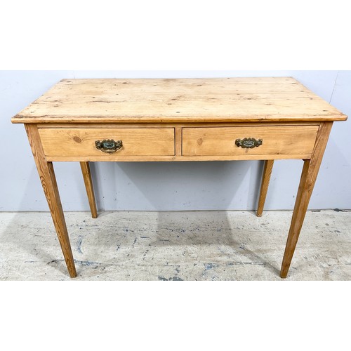 517 - PINE SIDE TABLE WITH TWO DRAWERS 107cm x  52cm