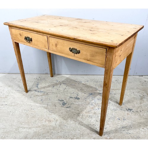 517 - PINE SIDE TABLE WITH TWO DRAWERS 107cm x  52cm