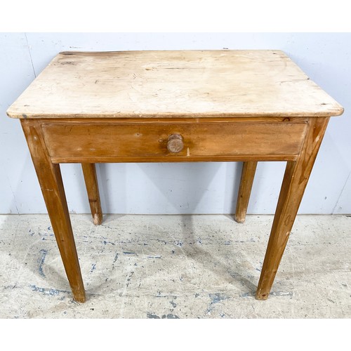 647 - PINE TABLE WITH SINGLE DRAWER 72cm x 47cm