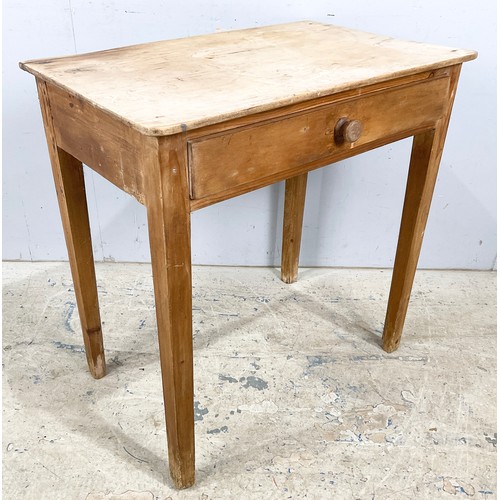 647 - PINE TABLE WITH SINGLE DRAWER 72cm x 47cm