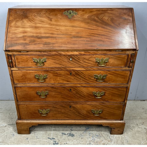 634 - GEORGIAN MAHOGANY FALL FRONT BUREAU WITH FITTED INTERIOR WIDTH 92cm