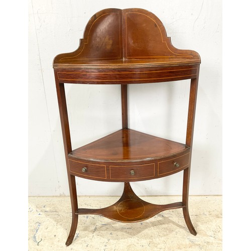 644 - INLAID MAHOGANY CORNER WASHSTAND 100cm TALL