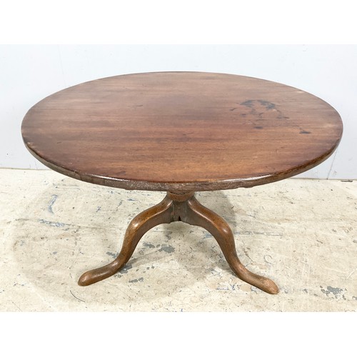 654 - LOW ROUND TOP 78cm. DIAMETER  PEDESTAL OCCASIONAL TABLE ON TRIPOD BASE