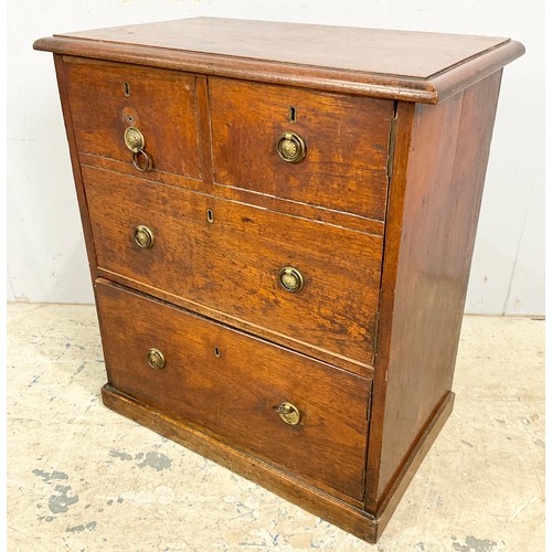 611 - OAK 2 SECTIONED CABINET WITH DUMMY DRAWERS. 62cm wide x 37cm deep x 69.5cm high