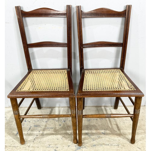 663 - CHIPPENDALE STYLE CHAIR WITH 2 BEDROOM CHAIRS WITH CANE SEATS