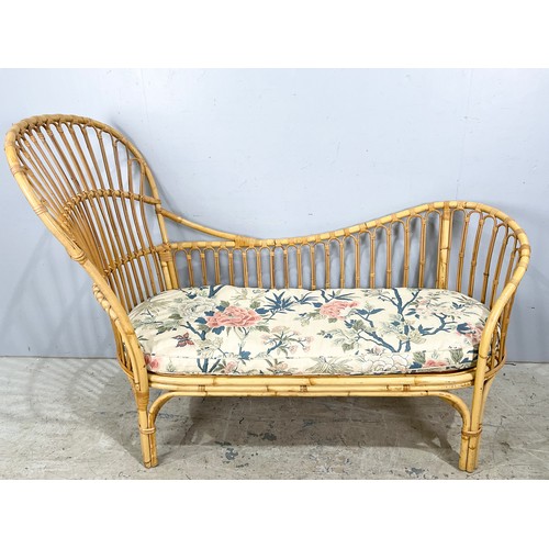 539 - GEEBRO HAILSHAM CANE DAY BED/CHAISE WITH MATCHING FOOTSTOOL