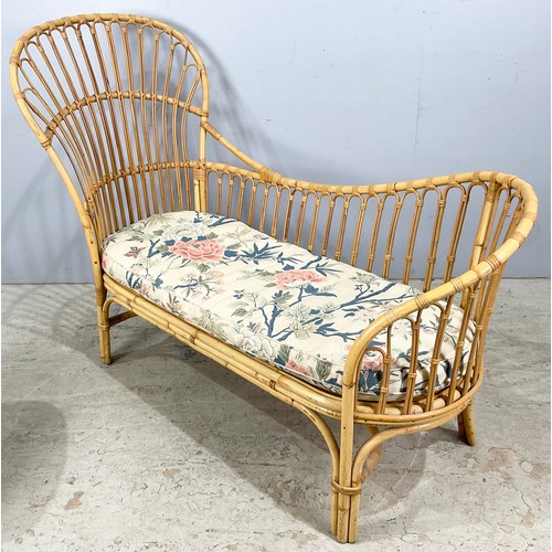 539 - GEEBRO HAILSHAM CANE DAY BED/CHAISE WITH MATCHING FOOTSTOOL