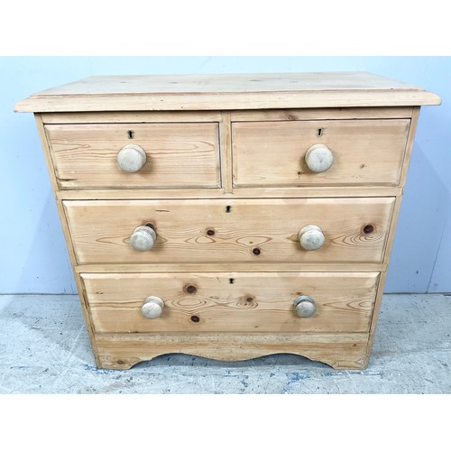 586 - PINE CHEST OF TWO OVER TWO DRAWERS WIDTH 91cm