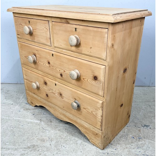 586 - PINE CHEST OF TWO OVER TWO DRAWERS WIDTH 91cm