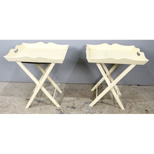 551 - A PAIR OF MODERN BUTLERS TRAYS ON STANDS