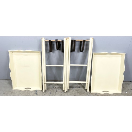 551 - A PAIR OF MODERN BUTLERS TRAYS ON STANDS