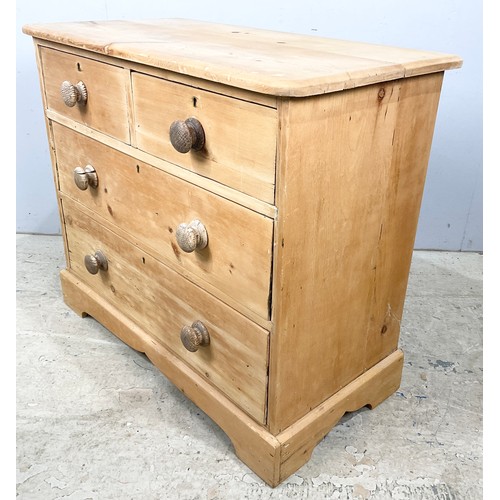 520 - TWO OVER TWO PINE CHEST OF DRAWERS WIDTH 90cm