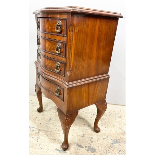 615 - REPRODUCTION CHEST OF  4 DRAWERS ON CABRIOLE LEGS 75cm TALL