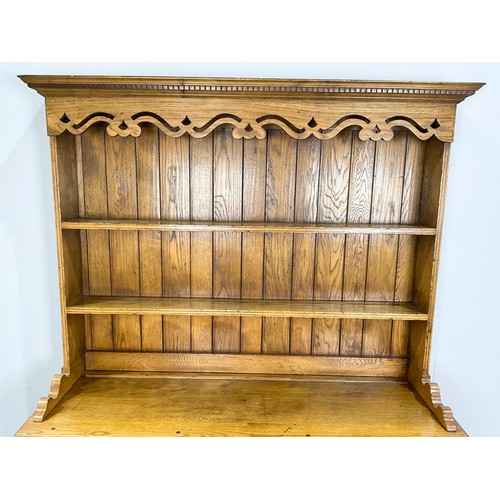 599 - OAK DRESSER WITH  POT BOARD & PLATE RACK   WIDTH  139cm , 191cm TALL