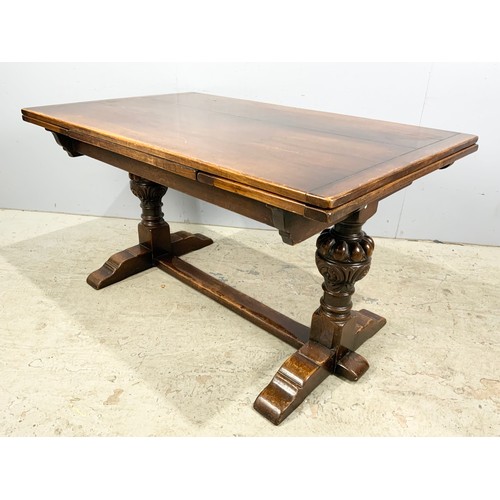 657 - REFECTORY STYLE DRAW LEAF OAK DINING TABLE 208cm x 83cm EXTENDED