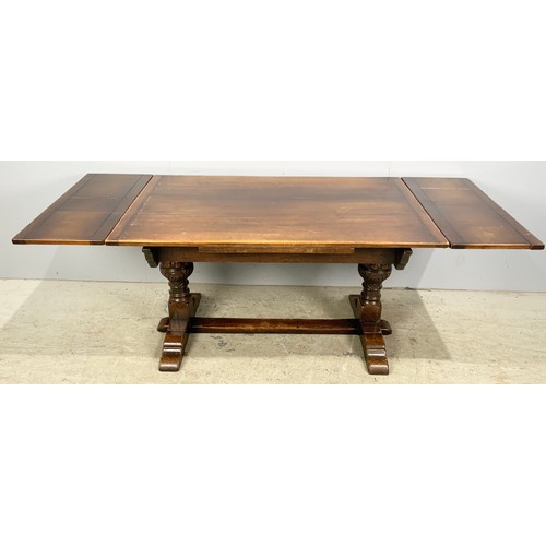 657 - REFECTORY STYLE DRAW LEAF OAK DINING TABLE 208cm x 83cm EXTENDED