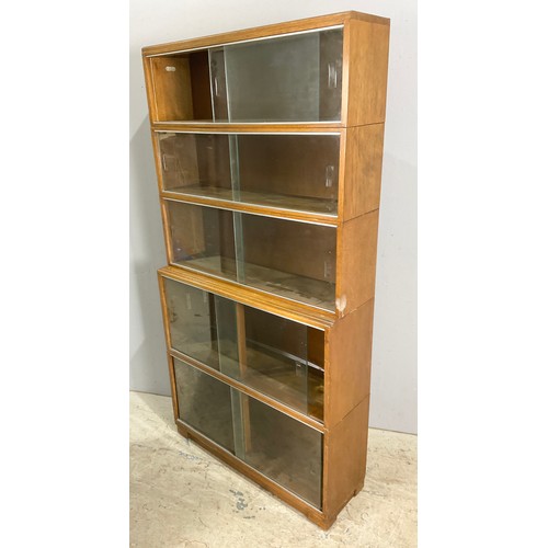 571 - MINTY 5 SECTION GLAZED BOOK CASE 175cm TALL