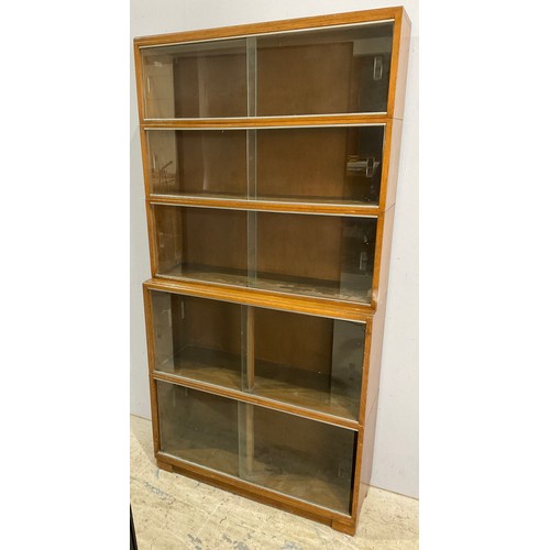 571 - MINTY 5 SECTION GLAZED BOOK CASE 175cm TALL