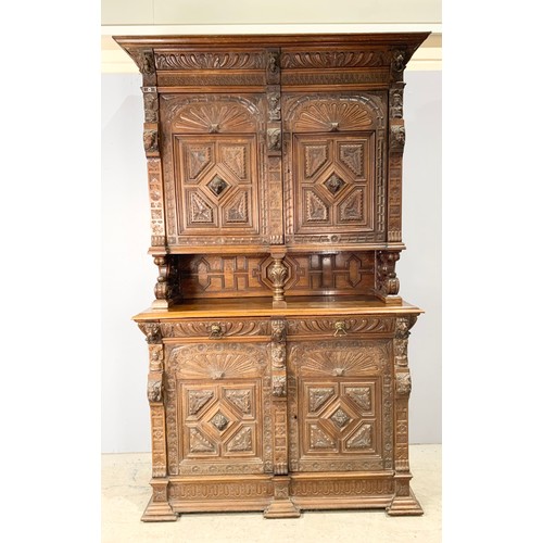 598 - MASSIVE 19TH CENTURY CARVED OAK GOTHIC CABINET WIDTH 150cm , 250cm TALL