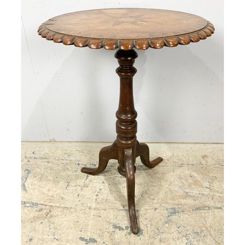 632 - ROUND TOP PEDESTAL TABLE WITH STAR INLAY 52cm DIAMETER