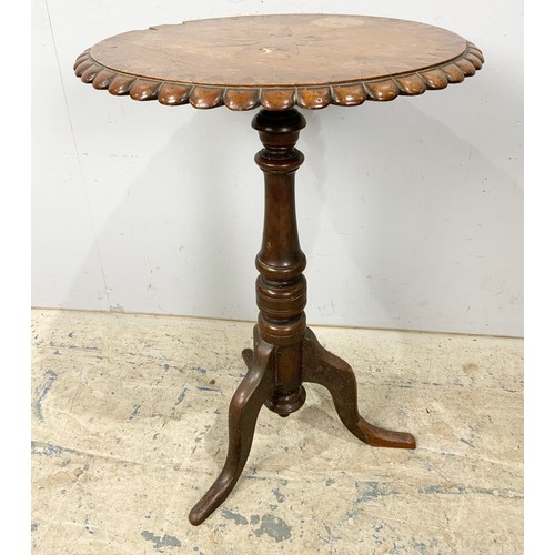 632 - ROUND TOP PEDESTAL TABLE WITH STAR INLAY 52cm DIAMETER