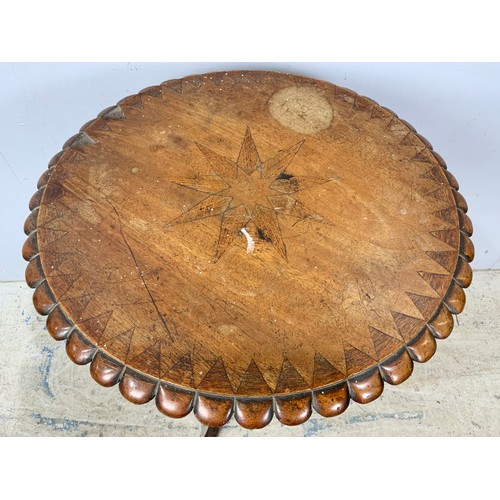 632 - ROUND TOP PEDESTAL TABLE WITH STAR INLAY 52cm DIAMETER