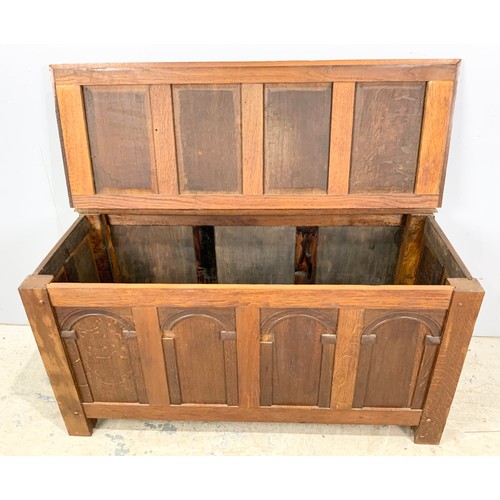 591 - PANELLED OAK  COFFER / BLANKET BOX WIDTH 125cm