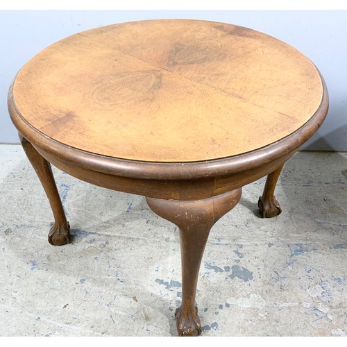 543 - TWO ROUND TOP OCCASIONAL TABLES ON CLAW AND BALL FEET LARGEST 61cm DIAMETER