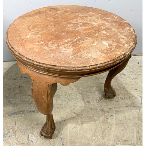 543 - TWO ROUND TOP OCCASIONAL TABLES ON CLAW AND BALL FEET LARGEST 61cm DIAMETER